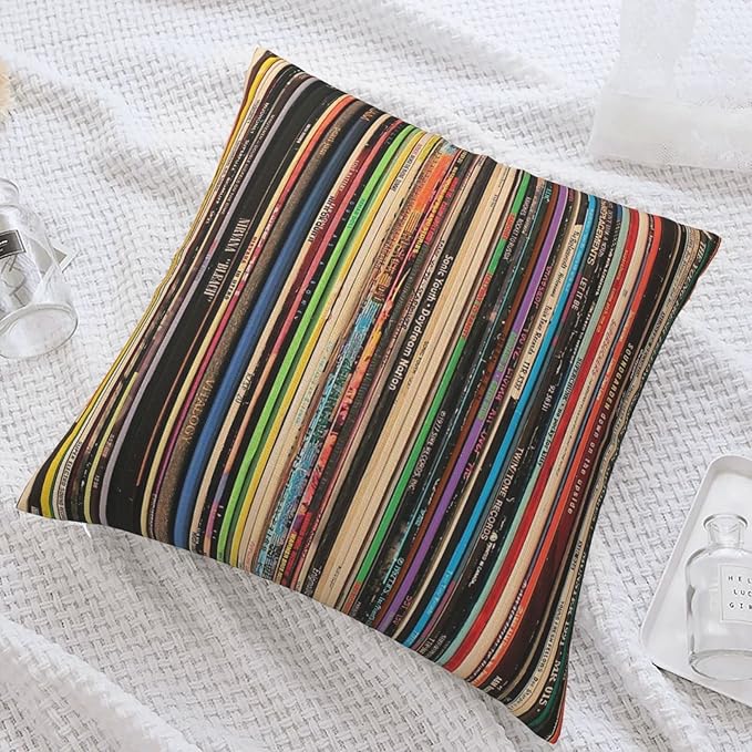 Classic Alternative Rock Records Square Pillow Case Throw Pillow Covers Decorative Pillowcase Cushion Cover with Car Couch Sofa Chair Bed Living Room 18x18 Inch