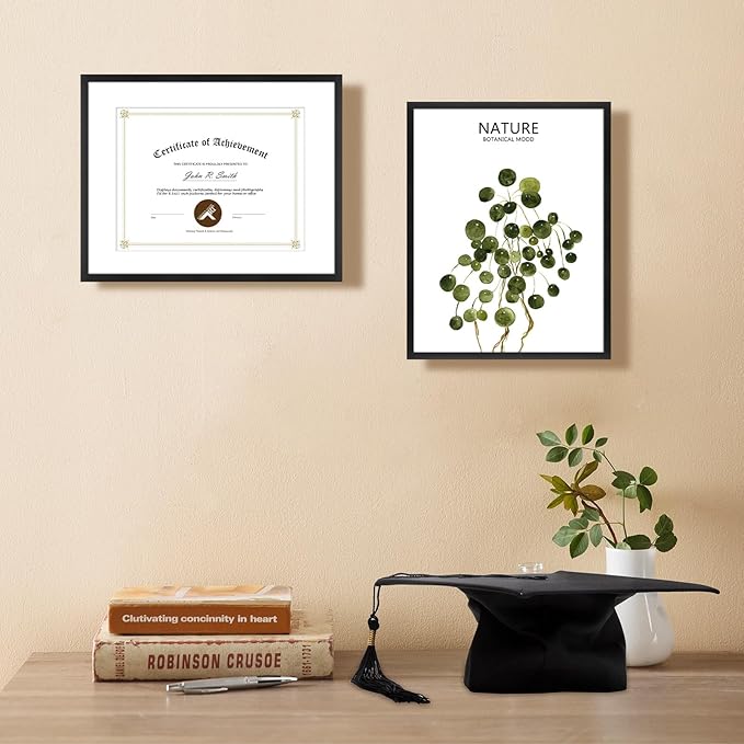 Golden State Art 14x11 Picture Frame 3 Pack - Aluminum Frames with 8.5x11 Removable Mats & Real Glass, Display 11x14 Photos or 8.5x11 Certificates - Black Gallery Wall Frames for Home Office Decor