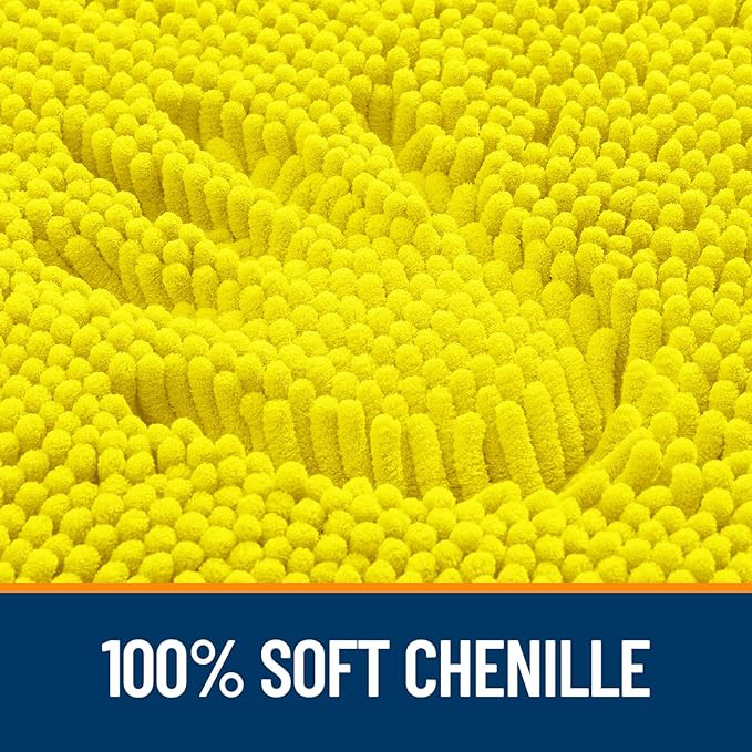 OLANLY Bathroom Rugs 24x16, Extra Soft Absorbent Chenille Bath Rugs, Rubber Backing Quick Dry, Machine Washable Bath Mats for Bathroom Floor, Tub and Shower, Home Decor Accessories, Lemon Yellow