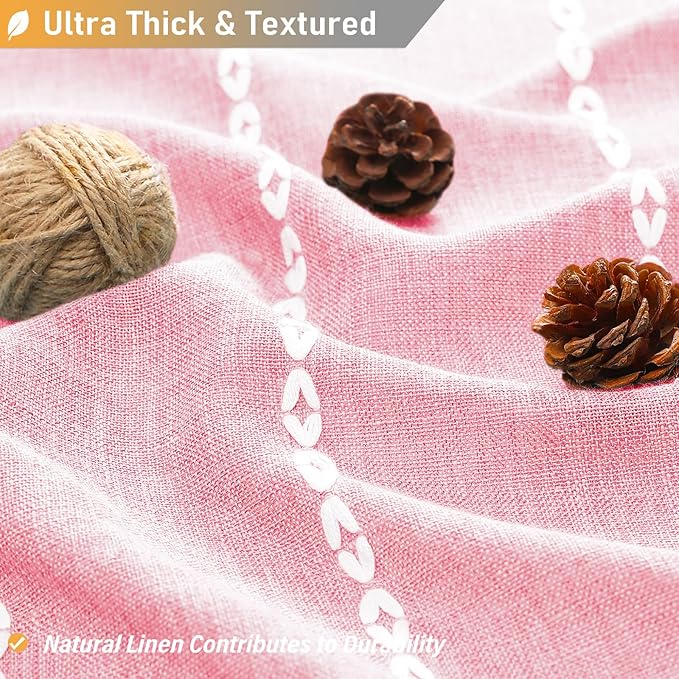 BTTN Extra Long Shower Curtain, 96 Inch Long Boho Farmhouse Striped Shower Curtain Set with Tassel, Large Shabby Chic Water Resistant Shower Curtain for Bathroom with Hooks, 72x96, Pink/Blush