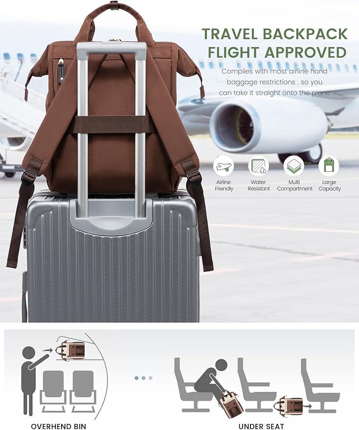 LOVEVOOK 18 Inch Laptop Backpack for Women, Extra Large Travel Backpack, Teacher Work Bags Backpack Purse, College Nurse Bags Business Computer Bag with Luggage Strap