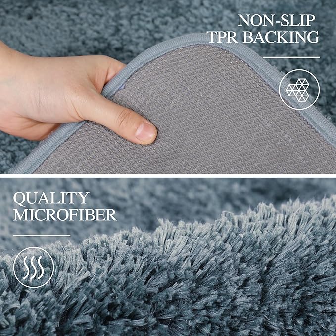Walensee Large Bathroom Rug (24 x 72, Slate) Extra Soft and Absorbent Shaggy Bath Mat Machine Washable Microfiber Non Slip Luxury Floor Mat