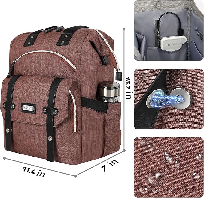 FALANKO Laptop Backpack for Women,Work Doctor Nurse Teacher Travel Backpack for 15.6 Inch Laptop with RFID Anti-theft USB Charging Port Water Resistant College Purse Business Computer Bookbag