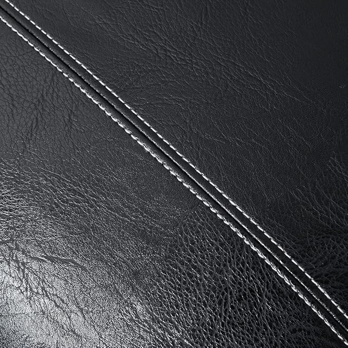 Fancy Homi 2 Packs Black Long Lumbar Faux Leather Decorative Throw Pillow Covers 12x24 Inch for Living Room Couch Bed Sofa, Boho Farmhouse Home Decor, Hand Stitched Rectangle Cushion Case 30x60 cm