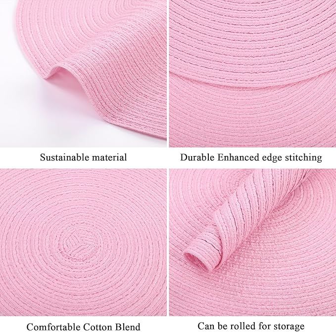 SHACOS Round Braided Placemats Set of 6 Round Table Mats for Dining Tables 15 inch Washable Non Slip Placemats (Pink, 6)