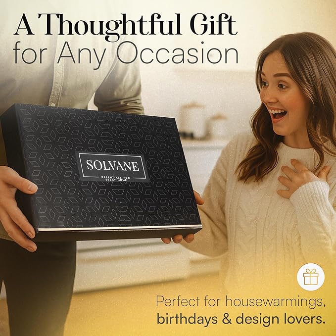 Solvane Wooden Serving Tray - 15x11in Rectangular Ottoman & Coffee Table Tray, Decorative Wood Tray with PU Leather Base for Living Room, Kitchen, Bathroom & Vanity