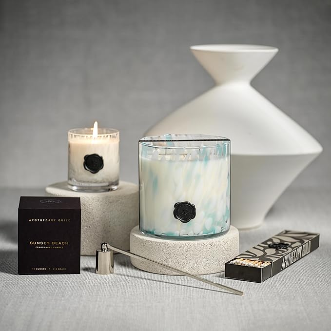 Zodax Apothecary Guild Opal Glass Jar Scented Candle for Home Decor - Single-Wick Candle Ideal for The Home - Gift Box Package Included - Gardenia - 11 Oz.