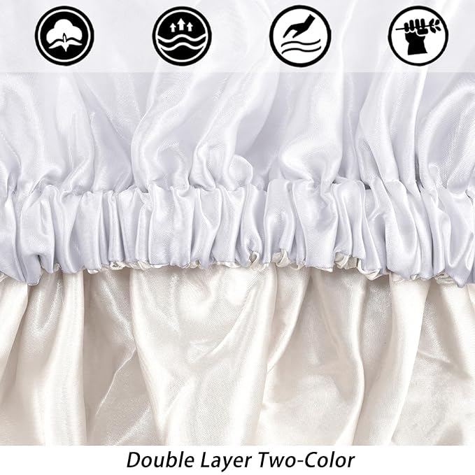 Satin Bonnet Silk Bonnet Hair Bonnet for Sleeping-Slouchy Beanie Hat Satin Sleep Cap for Women's Natural & Curly Hair(New White)