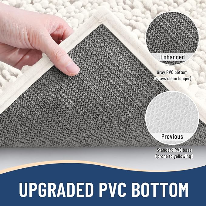 Arotive Luxury Chenille Bathroom Rug Mat, Extra Soft Thick Absorbent Shaggy Bath Rugs, Non-Slip Machine Wash Dry, Plush Bath Mats for Bathroom, Shower and Tub, 36x24, Ivory