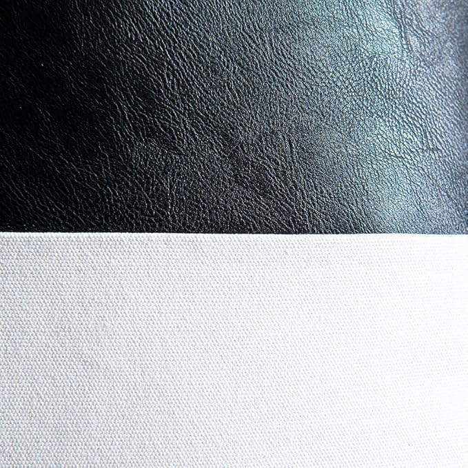 DEZENE Faux Leather Cotton Throw Pillow Covers for Couch Bed Sofa, Set of 2 12 x 20 inch Modern Square Decorative Bedroom Living Room Cushion Cases, Black and White