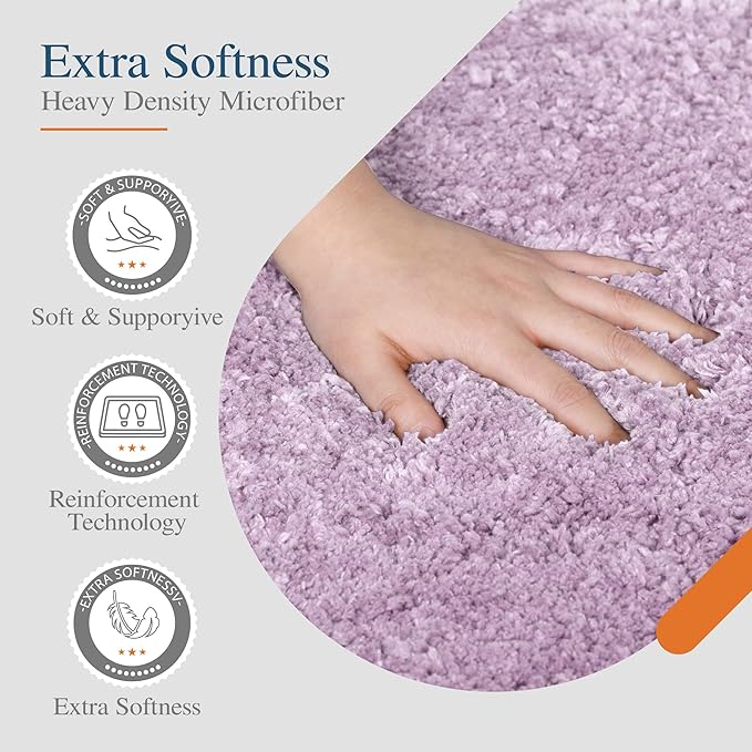 Walensee Large Bathroom Rug (24 x 36, Lavender) Extra Soft and Absorbent Shaggy Bath Mat Machine Washable Microfiber Non Slip Luxury Floor Mat