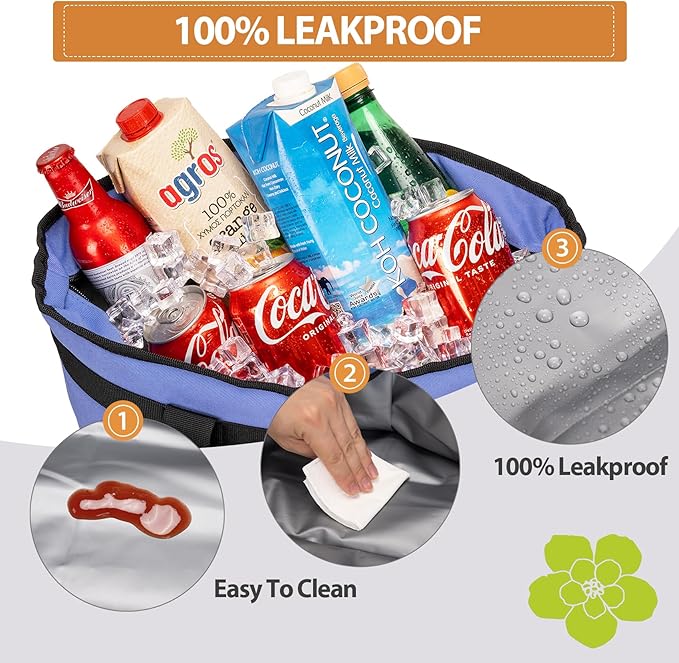 Insulated Cooler Bag, Reusable Grocery Bags for Hot/Cold Food, Thermal Food Delivery Bag for Beach, Travel, Picnics