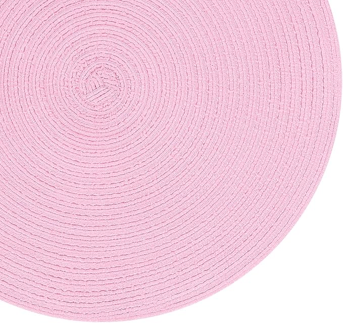 SHACOS Round Braided Placemats Set of 4 Washable 15 inch Round Table Mats for Dining Table Place Mats Home Wedding Party Decor (Pink, 4)