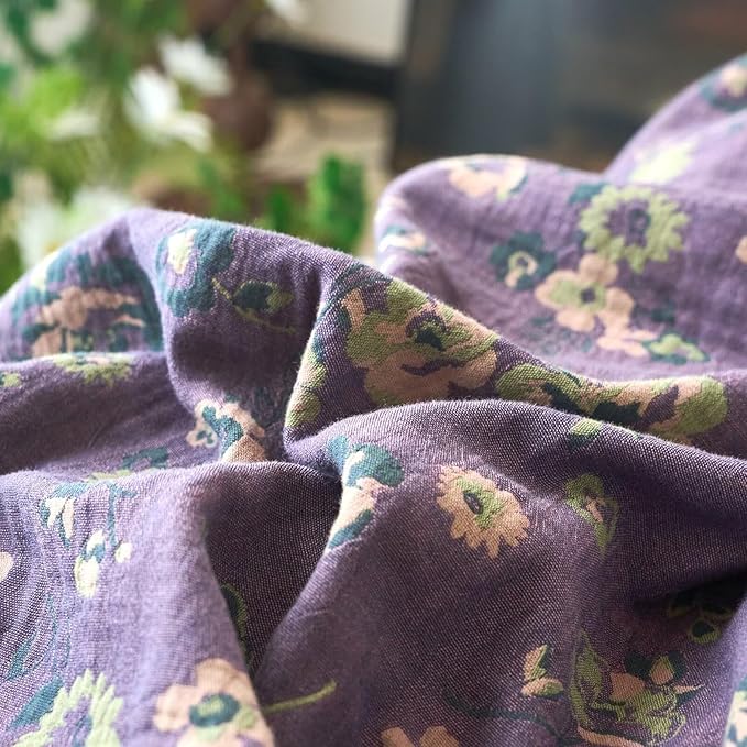 mixinni Vintage Floral Duvet Cover King Set - Purple & Green Reversible Jacquard, 100% Yarn-Dyed Double-Layer Cotton, Breathable Luxury Bedding (3-Piece, Includes 2 Pillowcases) Farmhouse & Bohemian