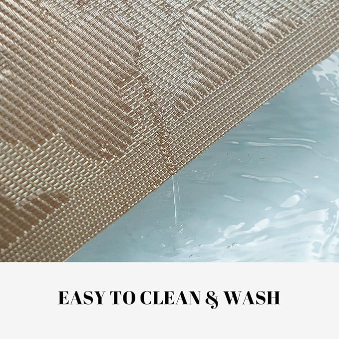 Placemats Set of 6 Vinyl/Plastic Woven Place Mats for Kitchen Table Indoor/Outdoor Washable Placemat Wipeable Dining Table Mats (Dark Brown Clover,6)