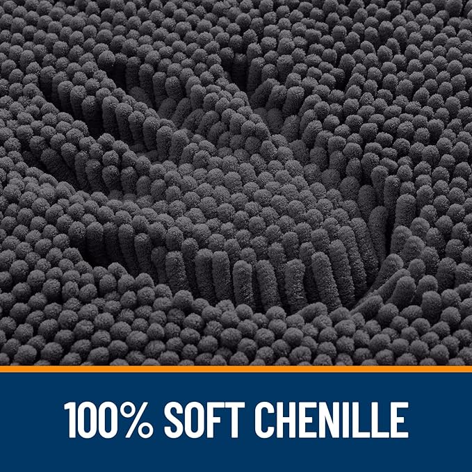 OLANLY Bathroom Rugs 50x30, Extra Soft Absorbent Chenille Bath Rugs, Rubber Backing Quick Dry, Machine Washable Bath Mats for Bathroom Floor, Tub and Shower, Home Decor Accessories, Dark Grey