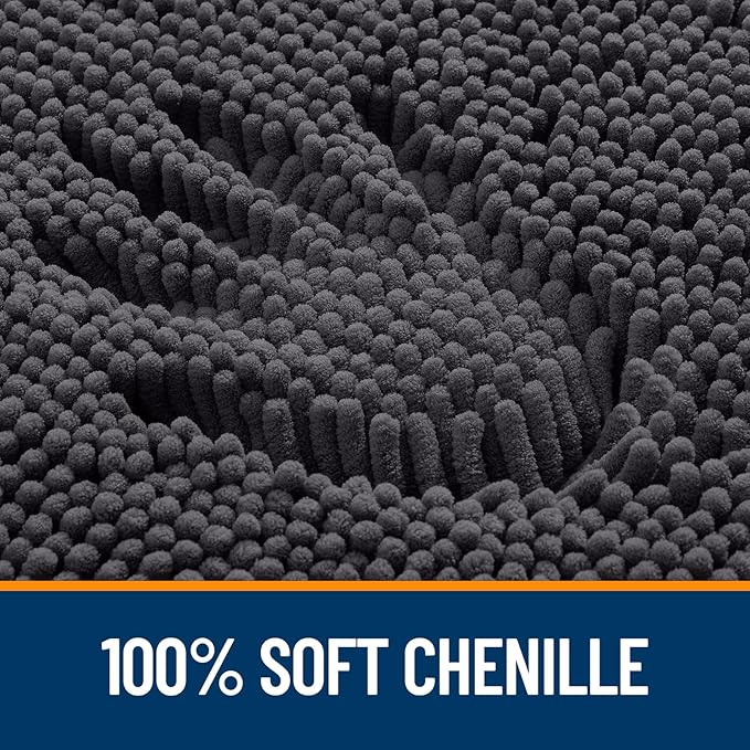 OLANLY Toilet Rugs U-Shaped 24x20, Extra Soft Absorbent Chenille Contour Bathroom Rugs for Toilet, Dry Quickly, Machine Washable, Non-Slip Bath Mat, Dark Grey