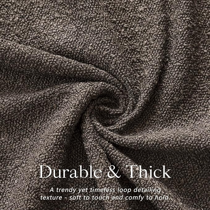 Foindtower Pack of 2 Textured Boucle Throw Pillow Covers Accent Solid Decorative Pillow Cases Cozy Woven Couch Cushion Case for Sofa Bedroom Living Room Home Decor, 20 x 20 Inch,Dark Brown