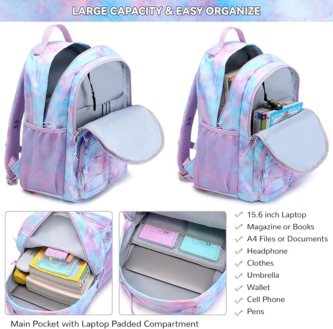 Lohol Galaxy Backpack for Kids Teen Boys Girls, Daypack with 1Anti Theft Pocket for Travel School (Galaxy E)