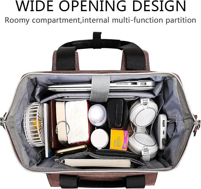 FALANKO Laptop Backpack for Women,Work Doctor Nurse Teacher Travel Backpack for 15.6 Inch Laptop with RFID Anti-theft USB Charging Port Water Resistant College Purse Business Computer Bookbag