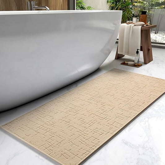 AMOAMI-Bath Mat-Absorbent Quick Dry Bathroom Floor Mats-Washable Rubber Backing Bath Mats for Bathroom Rugs Fit Under Door-Bath Rug for in Front of Sink Bathtub Shower Room, Camel 24''x48''