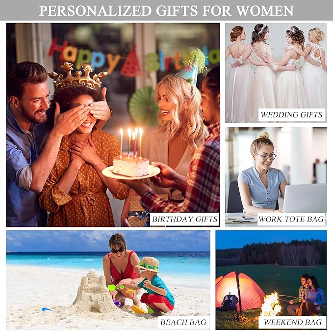 BeeGreen Embroidery Monogram Initial Tote Bag for Women Teacher Mom Friend Personalized Gift for Birthday Beach Work Wedding