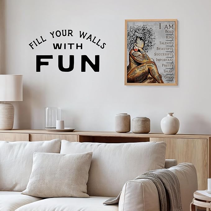 Black Woman Art Wall Decor 11x14 - African American Wall Art - Inspirational Prints - Empowering Print for Women Bedroom - Motivational Black Girl Artwork - Positive Quotes Decor