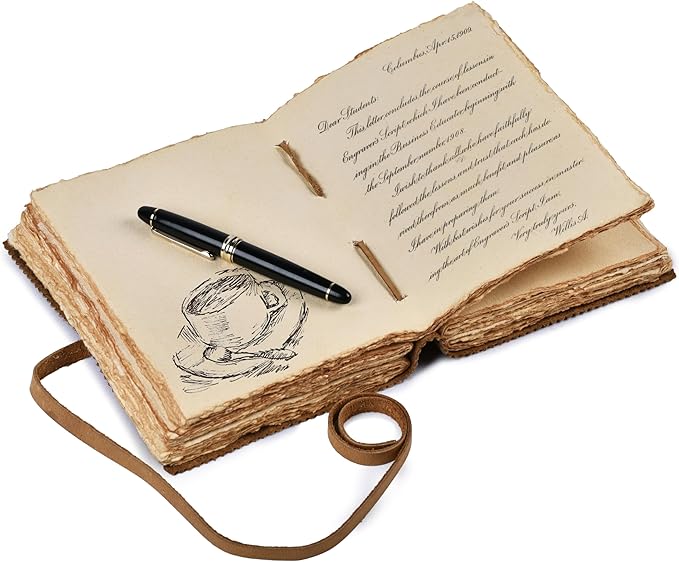 LEATHER VILLAGE Leather Bound Floral Embossed Journal for Women Men - 200 Pages, 13X8 Inches, Suntan - Book of Shadows, Vintage Blank Paper Travel Diary, Notebook for Writing, Drawing, Sketchbook