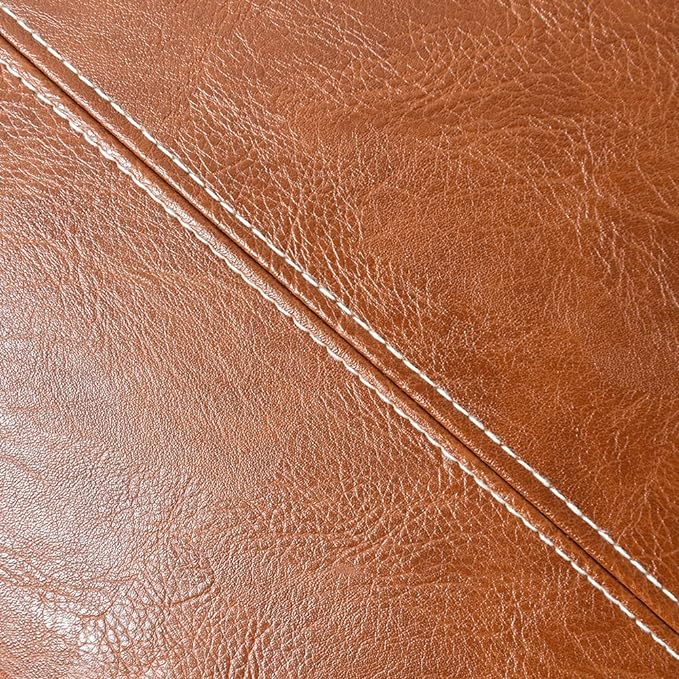 Fancy Homi 2 Packs Boho Brown Waterproof Faux Leather Decorative Throw Pillow Covers 18x18 Inch for Outdoor Couch Bed Sofa, Hand Stitched Accent Square Cushion Case, Rustic Modern Farmhouse Home Decor