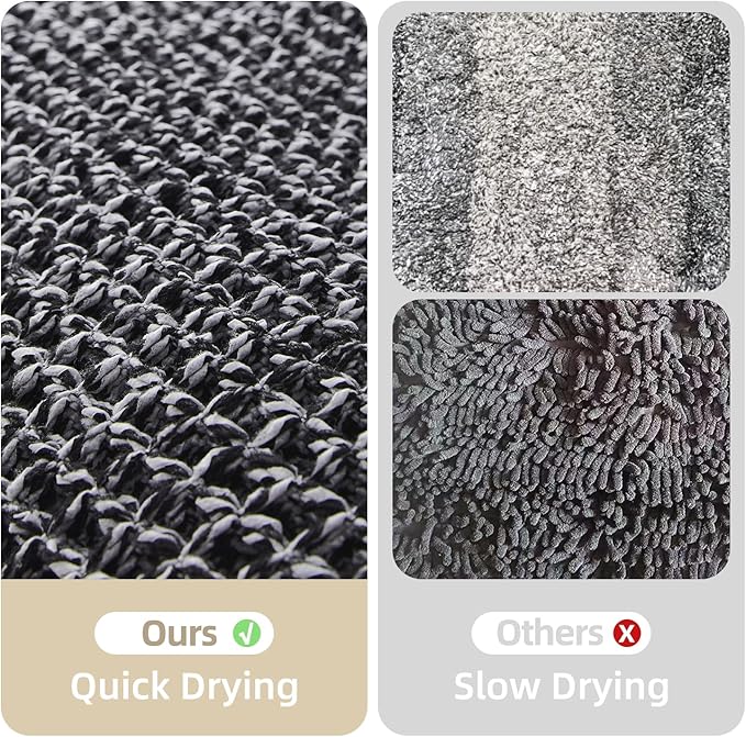 Black and White Bathroom Rugs, Waffle Runner Rug Bathroom Non Slip Washable Long Super Absorbent Quick Dry Boho Farmhouse Bath Decor, 60"x24" Black and White