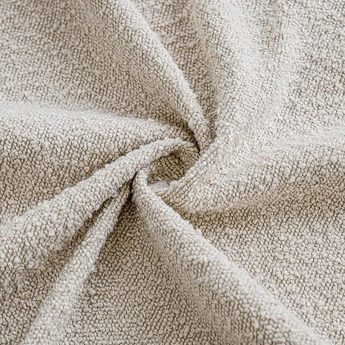 Foindtower Set of 2, Decorative Textured Boucle Throw Pillow Covers Accent Solid Pillow Cases Neutral Cozy Couch Cushion Case for Chair Sofa Bedroom Living Room Home Decor 16 x 16 Inch Ivory Beige