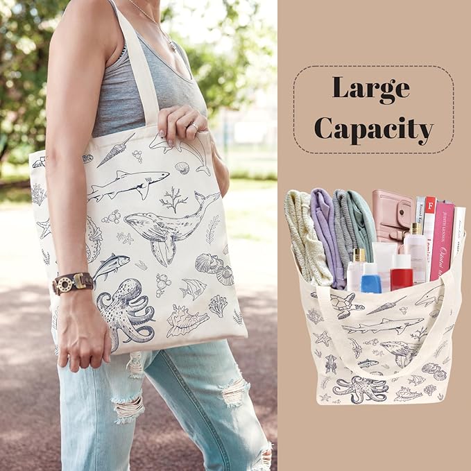 Tote Bag for Women, Canvas Tote Bag with Pockets,Canvas Shopping Bags,Reusable Grocery Bags