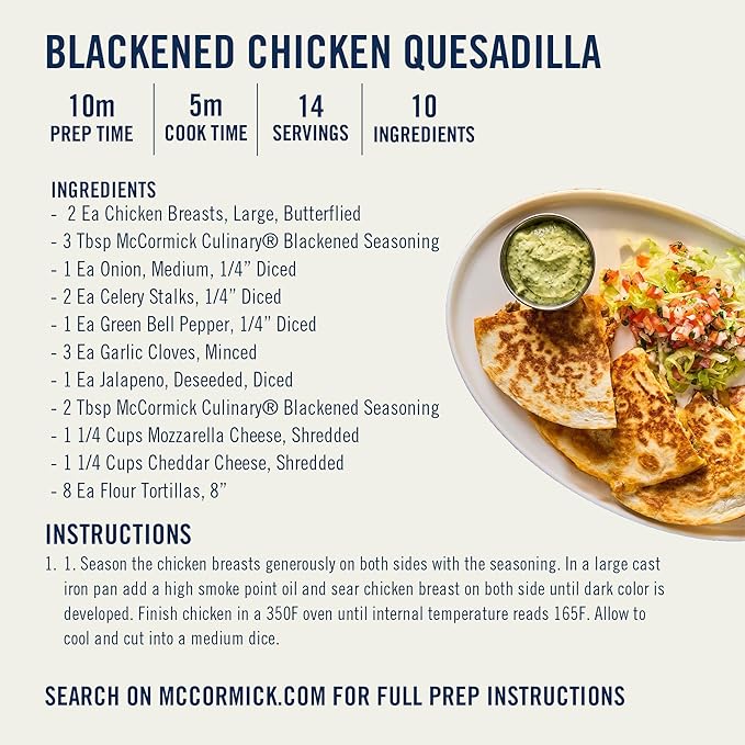 McCormick Culinary Seasoning, Blackened, Non GMO, No MSG added, For Quality Blackened Flavor in Culinary & Professional Kitchens, 23 oz