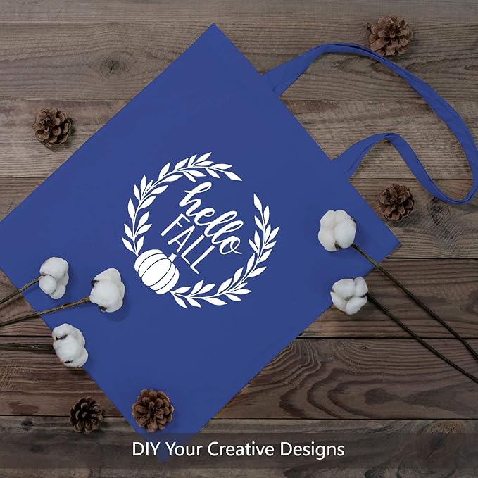 TOPDesign 12-Pack Economical 16"x15" Blue Cotton Tote Bag, Lightweight Medium Reusable Grocery Shopping Cloth Bags, Suitable for DIY, Advertising, Promotion, Gift, Activity