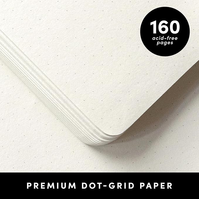 PAPERAGE Dotted Journal Notebook, (Blush), 160 Pages, Medium 5.6 in x 8 in - 100 GSM Thick Paper – Hardcover Journaling Notebook for Work, School & Bullet Journaling