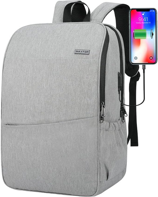 MAXTOP Deep Storage Laptop Backpack with USB Charging Port[Water Resistant] College School Computer Bookbag Fits 17 Inch Laptop