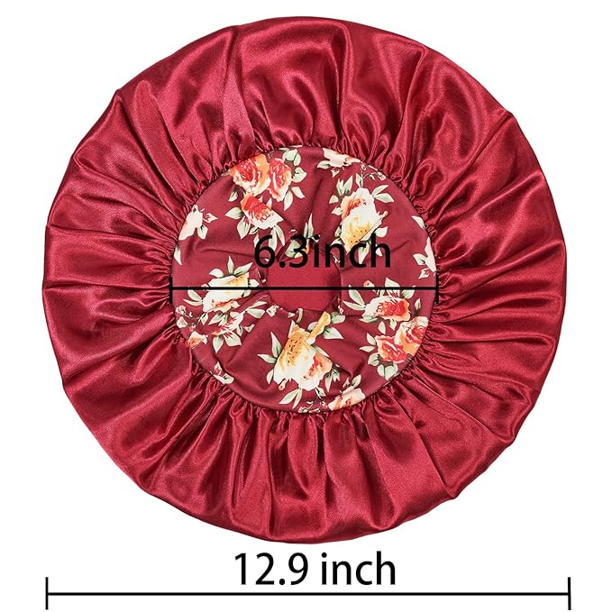 3 Pack Satin Bonnet Silk Hair Bonnet for Sleeping, Sleep Bonnets for Women Large Wide Soft Band Sleep Cap for Curly Hair Braids