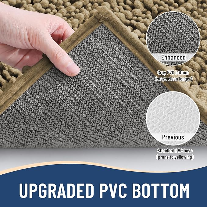 Arotive Luxury Chenille Bathroom Rug Mat, Extra Soft Thick Absorbent Shaggy Bath Rugs, Non-Slip Machine Wash Dry, Plush Bath Mats for Bathroom, Shower and Tub, 45x27, Camel