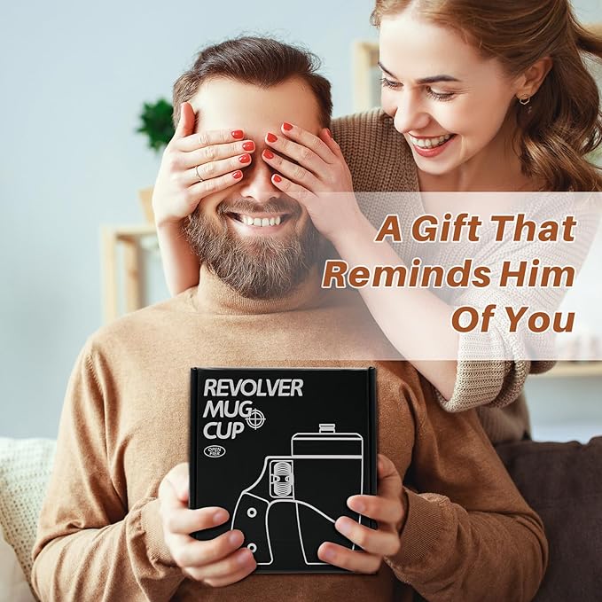 Novelty Coffee Mugs for Men, Ceramic Funny Gun Cup, Revolver Mugs, Birthday Gifts for Father, Black Cool Unique Coffee Mug for Men, Fathers Day Dad Gifts(16 oz Black Flag)