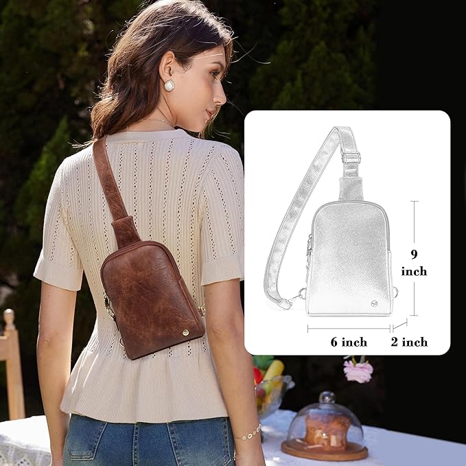 INICAT Travel Small Sling Bag Leather Crossbody Bags for Women Fanny Packs Cross Body Bag for Woman Cross Body Purses