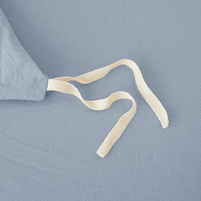 JIYUAN 100% Washed Cotton Duvet Cover Set 3 Pieces Cal King, 1 Duvet Cover 104x98 Inches(Comforter Not Included) and 2 Pillowcases,Linen Feel Bedding Set Comfy and Breathable, Heathered Light Blue