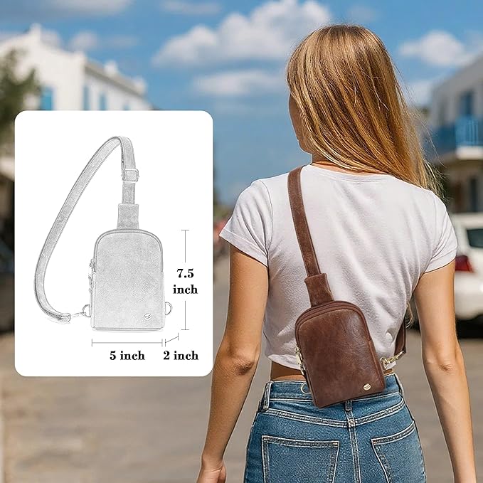 INICAT Travel Small Sling Bag Leather Crossbody Bags for Women Fanny Packs Cross Body Bag for Woman Cross Body Purses