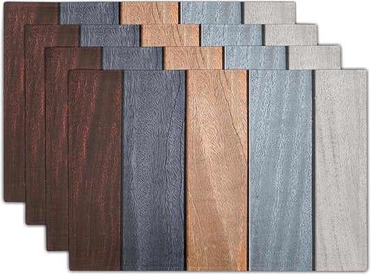 Giwawa Rustic Wood Placemats Set of 4- Antique Brown Old Barn Wooden Board Linen Place Mat 12x18 Inch- Farmhouse Country Style Washable Non-Slip Table Mats for Kitchen Dining Cabin Decor