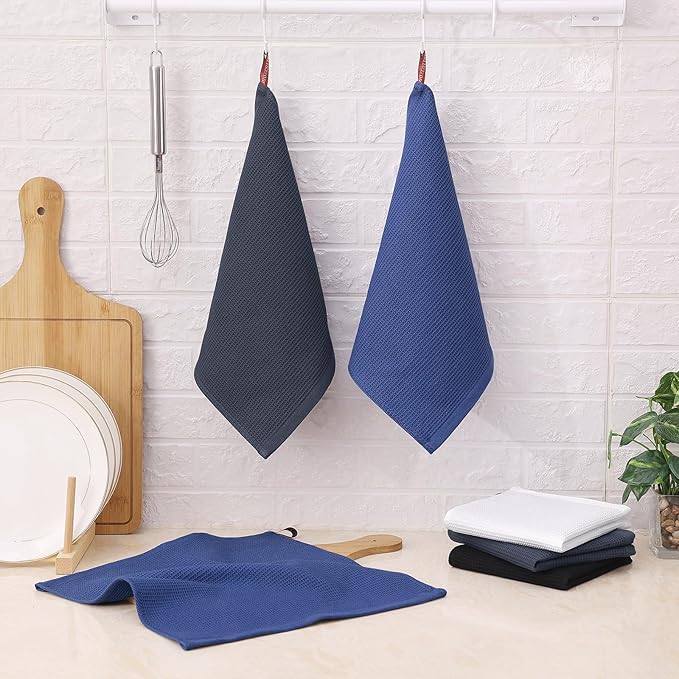 Homaxy 100% Cotton Waffle Weave Dish Cloths - 12 Pack Soft and Absorbent Dish Towels - 12 x 12 Inches Quick Dry Dish Rags - Multiple Colour