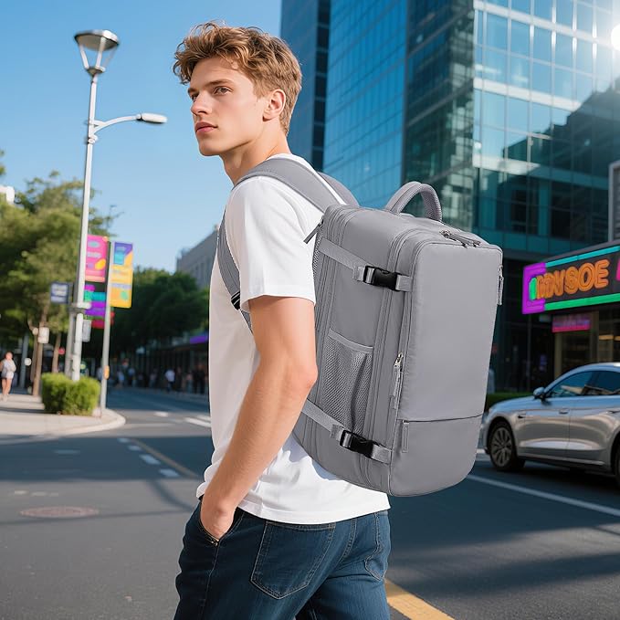 Beraliy Large Travel Backpack, Ailrline Approved Personal Item Bag, 17.3 Inch Laptop Backpack, 40L Carry On Travel Bag, Hiking Backpack, Casual Backpack, Dark Grey