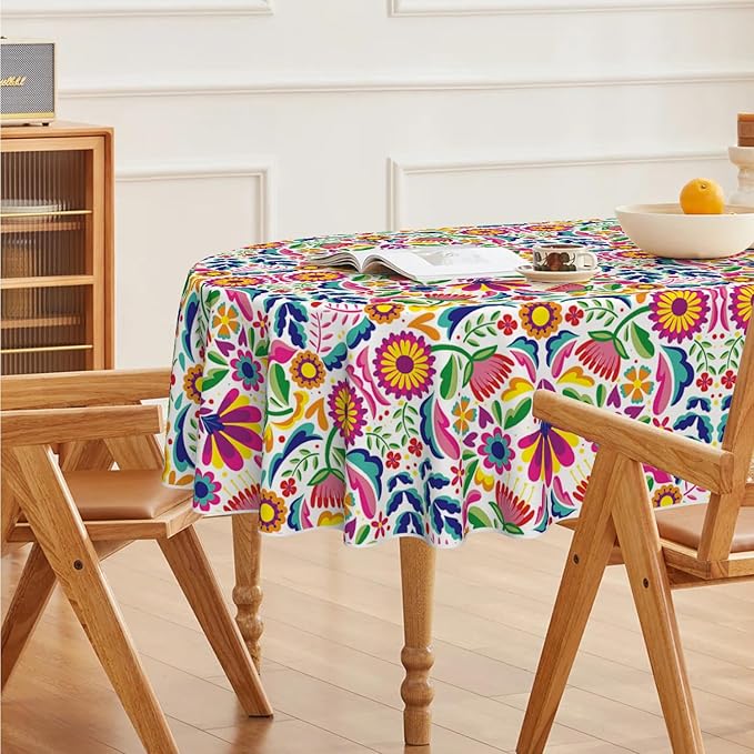 Horaldaily Mexico Tablecloth 60x84 Inch Oval, Halloween Cinco De Mayo Fiesta White Washable Seasonal Table Cover for Party Picnic Dinner Decor