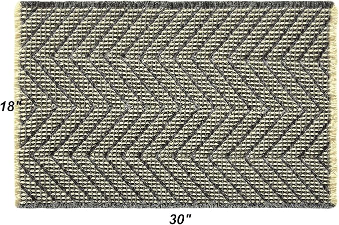 Bath Mats for Bathroom Non Slip,Waffle Luxury Bath Mat,Machine Washable Bath Mat for Shower,Ultra Soft Bathmat,Bluish Grey & Yellow,18"*30"