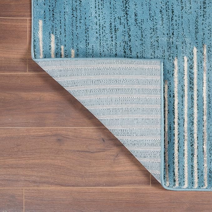 Rugshop Bohemian Stripe Stain Resistant High Traffic Living Room Kitchen Bedroom Dining Home Office Area Rug 7'10" x 10' Blue