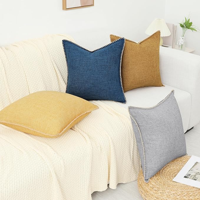 decorUhome Decorative Outdoor Throw Pillow Covers 12x20 Set of 2, Lumbar Linen Rustic Neutral Farmhouse Euro Pillow Covers with Stitched Edge for Couch, Sofa, Living Room, Bronze Gold