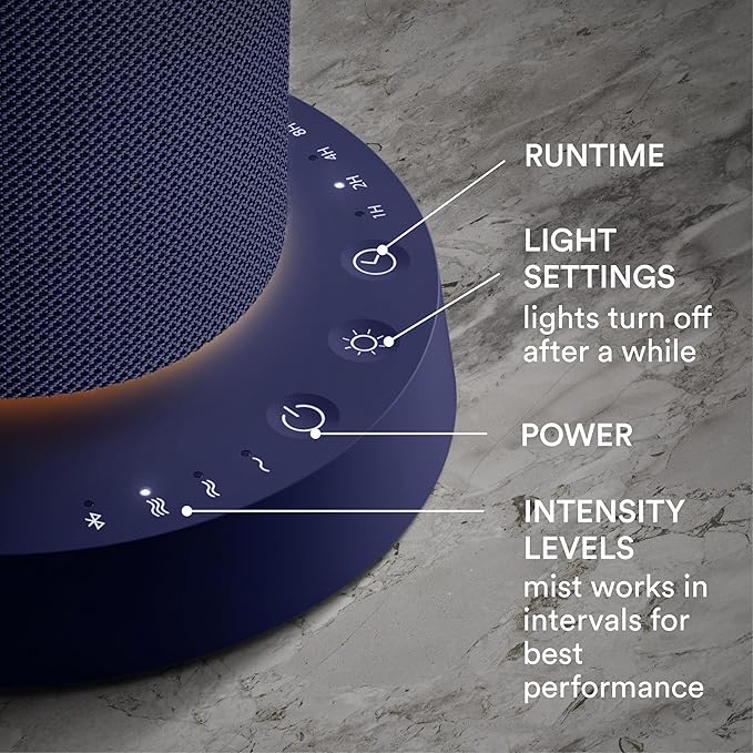 Homedics SereneScent Fabric Rechargeable Waterless Diffuser, Use with Homedics SereneScent Oil 120ml (Sold Separately) Cordless Aromatherapy, Adjustable Mist & Timer, 6 Calming Lights, Future Dusk